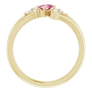 14K Yellow Natural Pink Tourmaline & 1/8 CTW Natural Diamond Bypass Ring - BN & CO JEWELRY