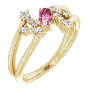 14K Yellow Natural Pink Tourmaline & 1/8 CTW Natural Diamond Bypass Ring - BN & CO JEWELRY