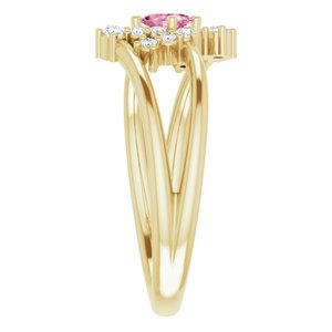 14K Yellow Natural Pink Tourmaline & 1/8 CTW Natural Diamond Bypass Ring - BN & CO JEWELRY