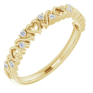 14K Yellow .08 CTW Natural Diamond Heart Anniversary Band - BN & CO JEWELRY