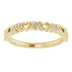 14K Yellow .08 CTW Natural Diamond Heart Anniversary Band - BN & CO JEWELRY