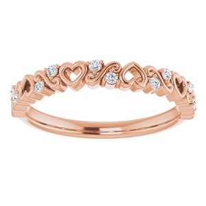 14K Rose .08 CTW Natural Diamond Heart Anniversary Band - BN & CO JEWELRY