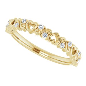 14K Yellow .08 CTW Natural Diamond Heart Anniversary Band - BN & CO JEWELRY
