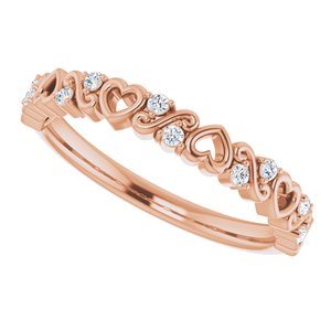 14K Rose .08 CTW Natural Diamond Heart Anniversary Band - BN & CO JEWELRY