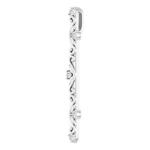 14K White .07 CTW Natural Diamond Vintage-Inspired Vertical Bar Pendant - BN & CO JEWELRY