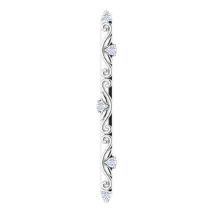 14K White .07 CTW Natural Diamond Vintage-Inspired Vertical Bar Pendant - BN & CO JEWELRY