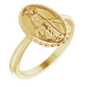14K Yellow Miraculous Medal Ring - BN & CO JEWELRY