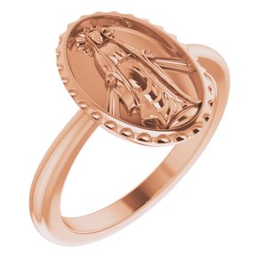 14K Rose Miraculous Medal Ring - BN & CO JEWELRY