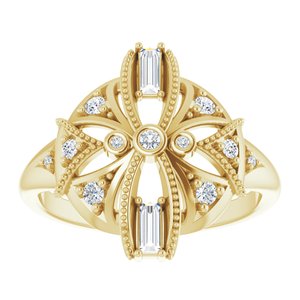 14K Yellow 1/4 CTW Natural Diamond Vintage-Inspired Ring - BN & CO JEWELRY