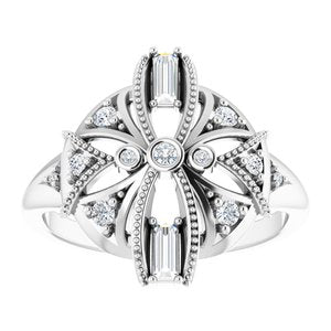 Platinum 1/4 CTW Natural Diamond Vintage-Inspired Ring - BN & CO JEWELRY