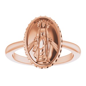 14K Rose Miraculous Medal Ring - BN & CO JEWELRY