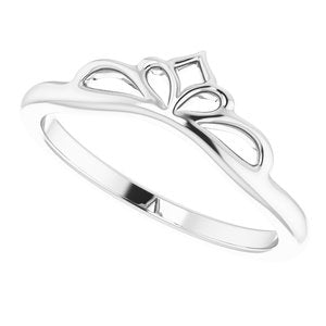14K White Stackable Crown Ring - BN & CO JEWELRY