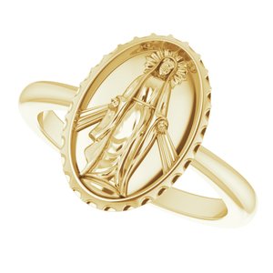 14K Yellow Miraculous Medal Ring - BN & CO JEWELRY