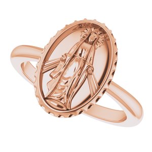 14K Rose Miraculous Medal Ring - BN & CO JEWELRY