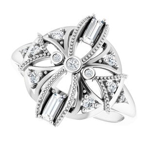 Platinum 1/4 CTW Natural Diamond Vintage-Inspired Ring - BN & CO JEWELRY