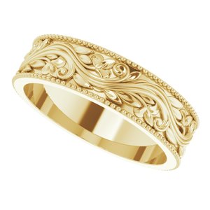 14K Yellow 6 mm Sculptural-Inspired Band with Milgrain Size 9.5 - BN & CO JEWELRY