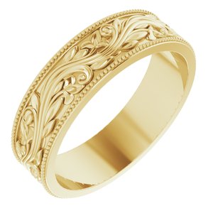 14K Yellow 6 mm Sculptural-Inspired Band with Milgrain Size 11.5 - BN & CO JEWELRY