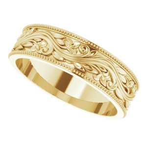 14K Yellow 6 mm Sculptural-Inspired Band with Milgrain Size 11.5 - BN & CO JEWELRY
