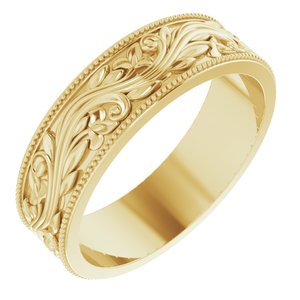 14K Yellow 6 mm Sculptural-Inspired Band with Milgrain Size 10.5 - BN & CO JEWELRY