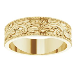 14K Yellow 6 mm Sculptural-Inspired Band with Milgrain Size 10.5 - BN & CO JEWELRY