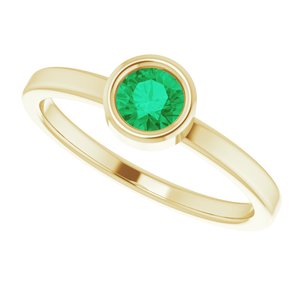 14K Yellow 4.5 mm Natural Emerald Ring - BN & CO JEWELRY