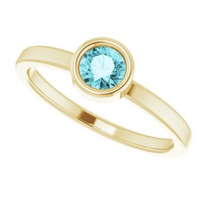 14K Yellow 4.5 mm Natural Blue Zircon Ring - BN & CO JEWELRY