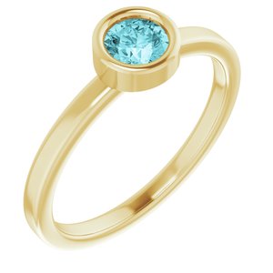 14K Yellow 4.5 mm Natural Blue Zircon Ring - BN & CO JEWELRY