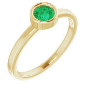 14K Yellow 4.5 mm Natural Emerald Ring - BN & CO JEWELRY