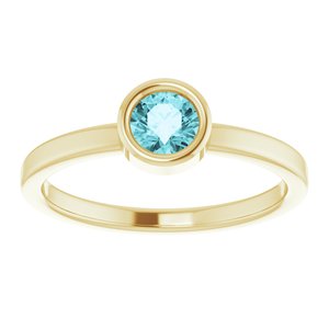 14K Yellow 4.5 mm Natural Blue Zircon Ring - BN & CO JEWELRY