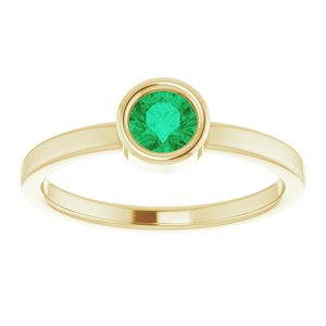 14K Yellow 4.5 mm Natural Emerald Ring - BN & CO JEWELRY
