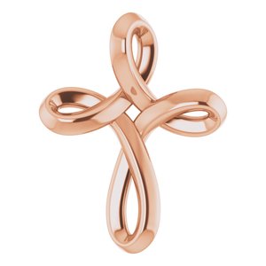 14K Rose 13.35x10.42 mm Youth Cross Pendant - BN & CO JEWELRY