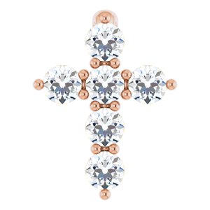 14K Rose 1/6 CTW Natural Diamond Cross Pendant - BN & CO JEWELRY