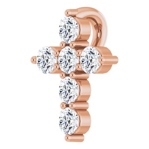 14K Rose 1/6 CTW Natural Diamond Cross Pendant - BN & CO JEWELRY