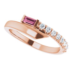 14K Rose Natural Pink Sapphire & 1/6 CTW Natural Diamond Bypass Ring - BN & CO JEWELRY