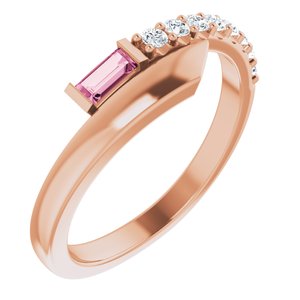 14K Rose Natural Pink Sapphire & 1/6 CTW Natural Diamond Bypass Ring - BN & CO JEWELRY