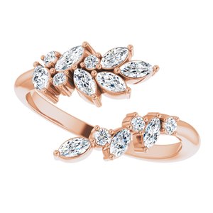 14K Rose 1/2 CTW Natural Diamond Bypass Ring - BN & CO JEWELRY