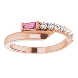 14K Rose Natural Pink Sapphire & 1/6 CTW Natural Diamond Bypass Ring - BN & CO JEWELRY
