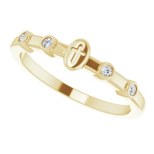 14K Yellow .06 CTW Natural Diamond Stackable Cross Ring - BN & CO JEWELRY