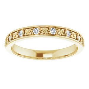 14K Yellow 1/6 CTW Natural Diamond Floral Anniversary Band - BN & CO JEWELRY