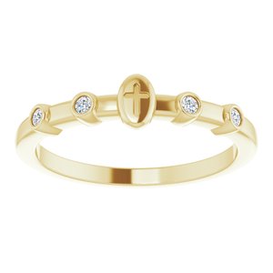 14K Yellow .06 CTW Natural Diamond Stackable Cross Ring - BN & CO JEWELRY