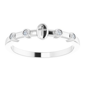 14K White .06 CTW Natural Diamond Stackable Cross Ring - BN & CO JEWELRY