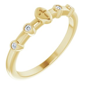 14K Yellow .06 CTW Natural Diamond Stackable Cross Ring - BN & CO JEWELRY