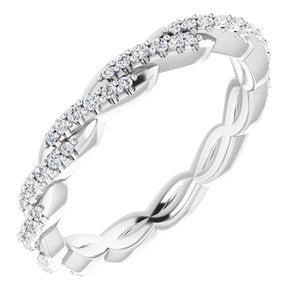 14K White 1/4 CTW Natural Diamond Twisted Eternity Band Size 7 - BN & CO JEWELRY