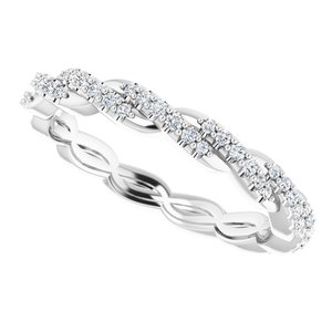 14K White 1/4 CTW Natural Diamond Twisted Eternity Band Size 7 - BN & CO JEWELRY