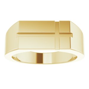 14K Yellow 10.8x8.8 mm Rectangle Cross Signet Ring - BN & CO JEWELRY