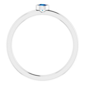 14K White 3 mm Lab-Grown Blue Sapphire Ring - BN & CO JEWELRY