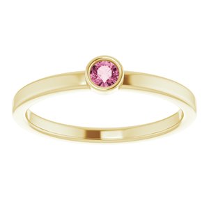 14K Yellow 3 mm Natural Pink Tourmaline Ring - BN & CO JEWELRY