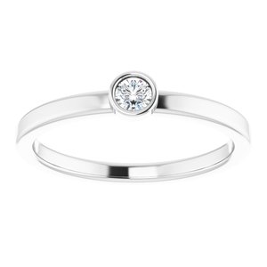 14K White 3 mm Natural Diamond Ring - BN & CO JEWELRY