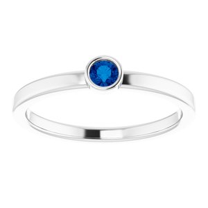 14K White 3 mm Lab-Grown Blue Sapphire Ring - BN & CO JEWELRY