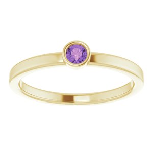 14K Yellow 3 mm Natural Amethyst Ring - BN & CO JEWELRY
